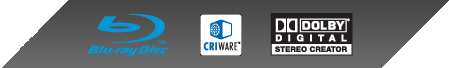 Blu-ray Disc logo, CRIWARE logo, Dolby Digital logo.