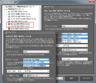 BD(H.264/AVC)AVCHD追加出力