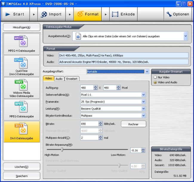 DivX(R)-Ausgabe